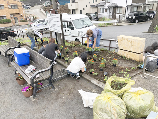 高嶺自治会の花苗の植栽3
